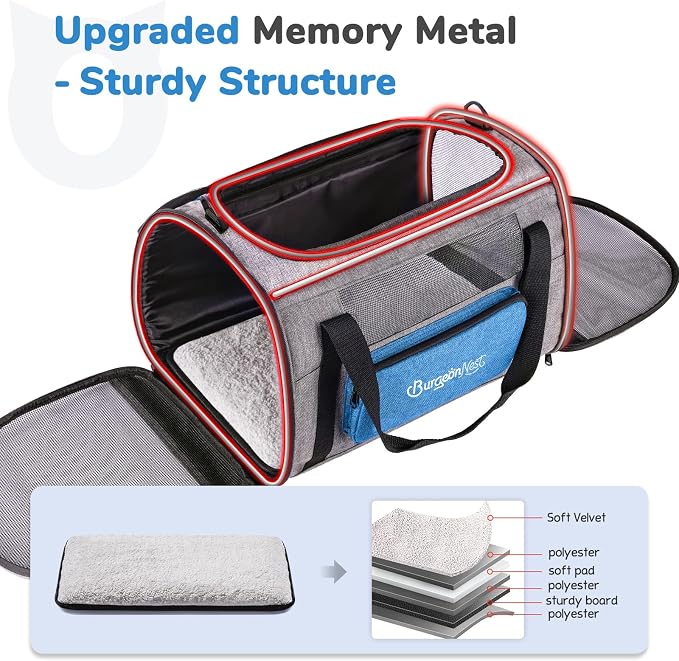 BurgeonNest Cat Carrier, Airline Approved Dog Carrier, Soft Sided Cat Pet - Image 3
