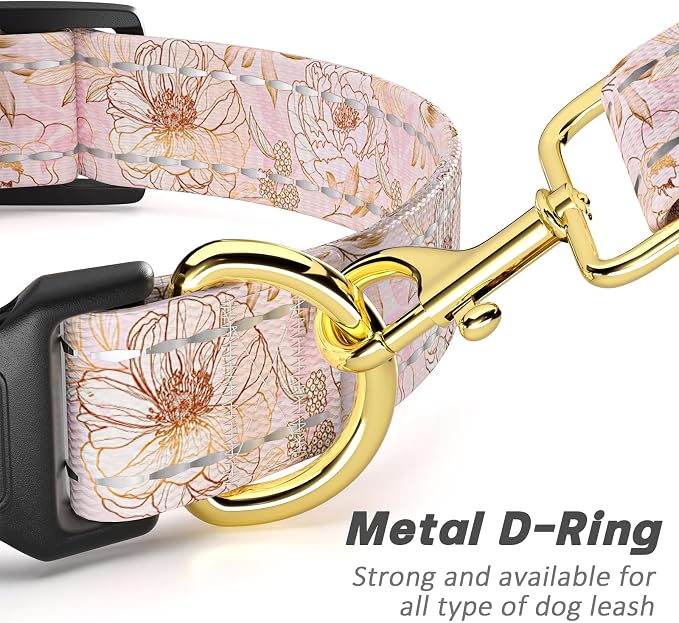Reflective Dog Collar for Medium Dogs, Cute Flower Theme Adjustable Heavy-Duty - Image 5