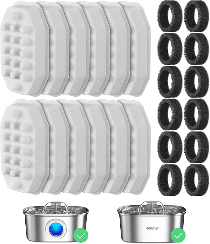 Official Cat Fountain Filters Replacement： Pre-Filter Sponges by Rellaty