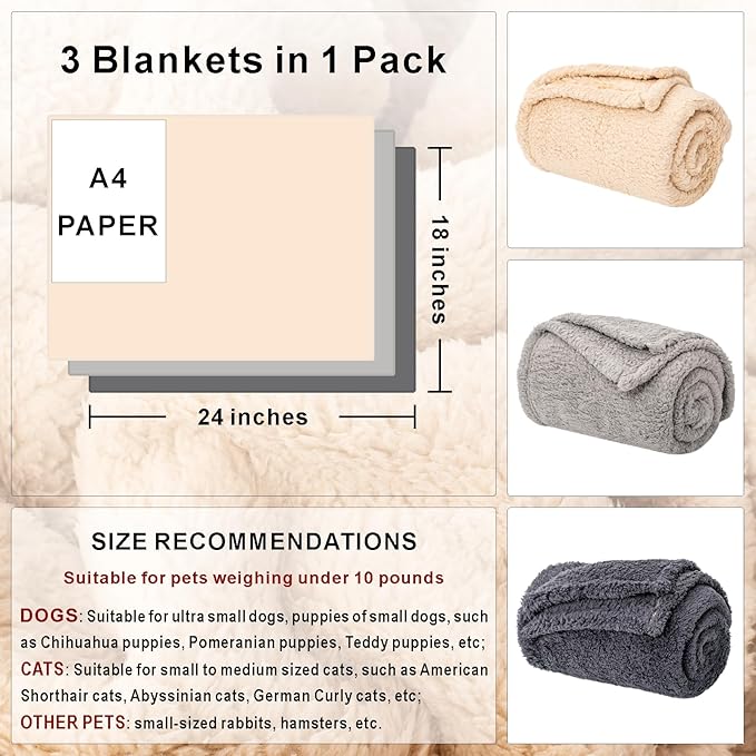3 Blankets, Dog Cat Pet Blanket, Soft Warm Fleece, - Image 2