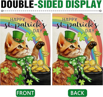 Dyrenson Happy St Patricks Day Orange Cat 28 x 40 House Flag Double Sided - Image 3