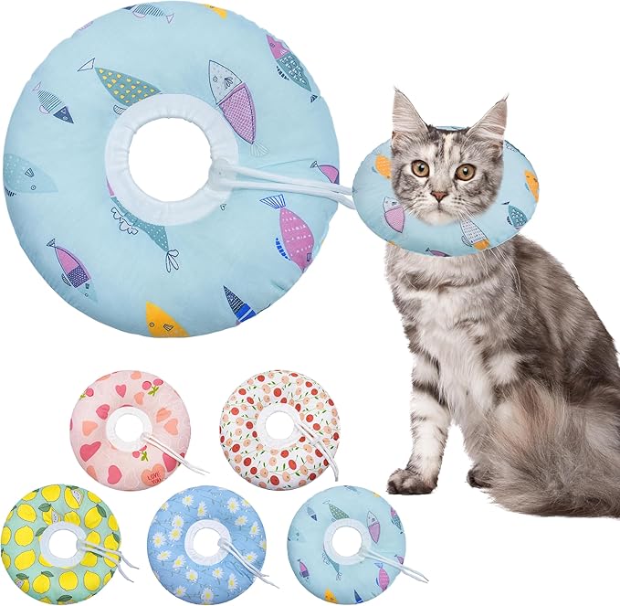 Cat Cone Collar Soft, Spay Soft Cones to Stop Licking, Cat Neck Donut Pillow by Seyezo