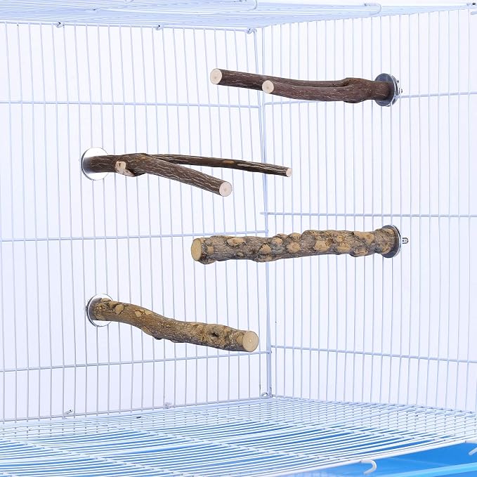 Mogoko 4 Pcs Bird Perches Parrot Stand Natural Wood Perch Parakeet Toys Bird - Image 5