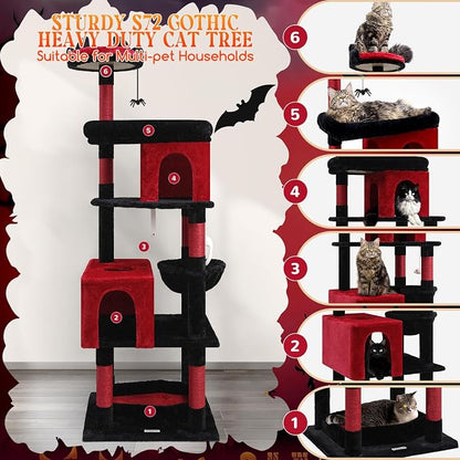 Globlazer Heavy Duty Gothic Cat Tree, 72in Large Cat Tower - Image 5