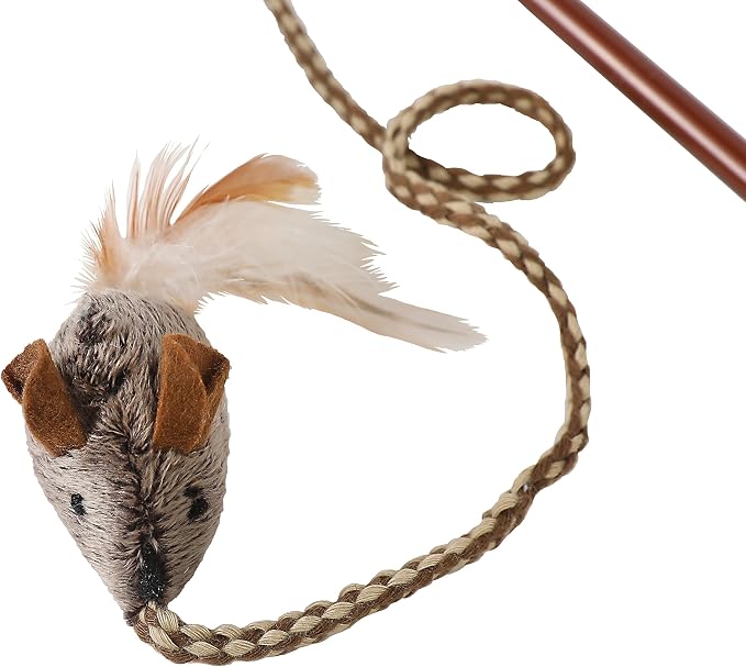 OurPet's Play-N-Squeak Teathered & Feathered Play Wand Cat Toy - Image 2
