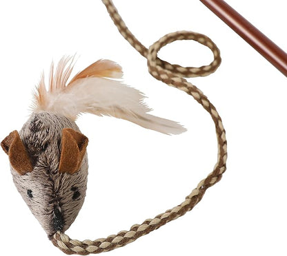 OurPet's Play-N-Squeak Teathered & Feathered Play Wand Cat Toy - Image 2