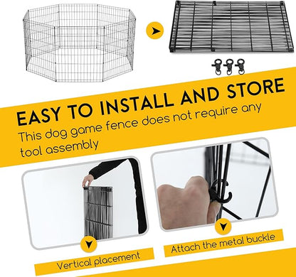 FDW 30 Inch Dog Pen 8 Panel Dog Playpen Indoor Outdoor Metal Puppy Pet Fence - Image 4