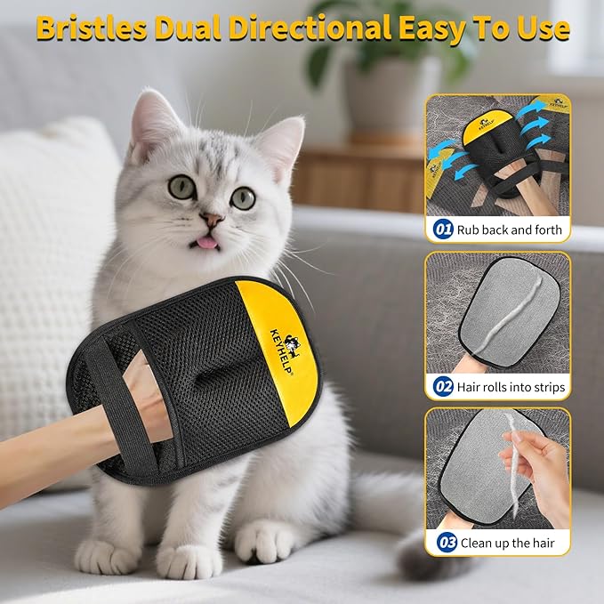 Pet Hair Removal Glove for Dogs & Cats, Newly Upgraded Reusable Electrostatic - Image 3