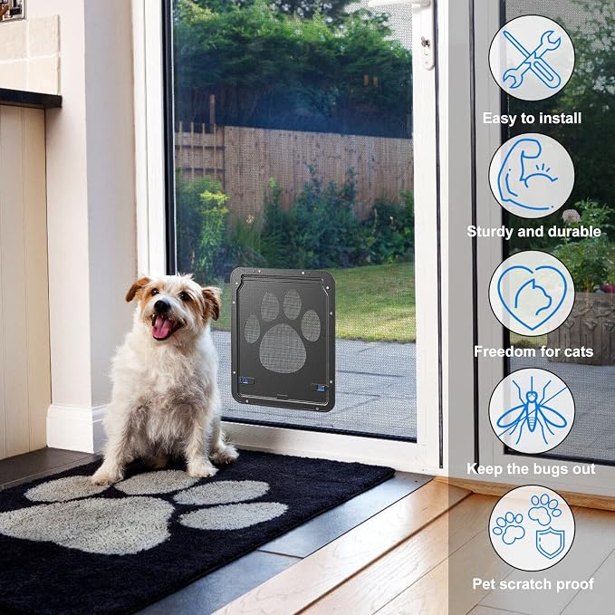 Ownpets Pet Screen Door, Inside Door 8x10x0.4 inch, Lockable Magnetic Flap - Image 4
