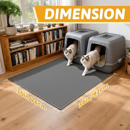 Pieviev Cat Litter Mat Double Layer Waterproof Urine Proof Trapping Mat 1 Pack) - Image 2