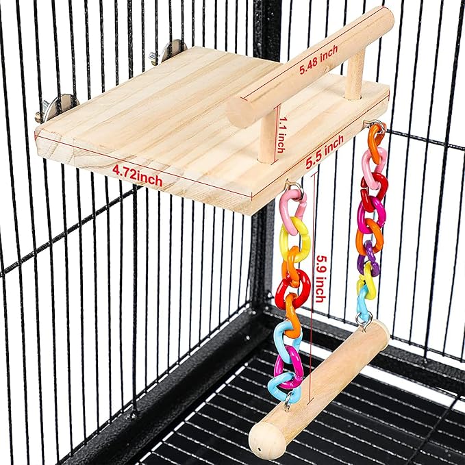 Natural Wood Bird Perch Platform - Image 6