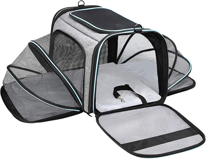 Airline Approved Portable Pet Carrier 2 Sides Expandable Soft-Sided Large Cats by MASKEYON
