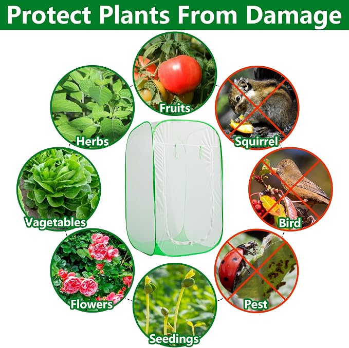 59" x 35" x 35" Pop Up Garden Mesh Plant Cover, Plant Protectors Mesh Plant - Image 4