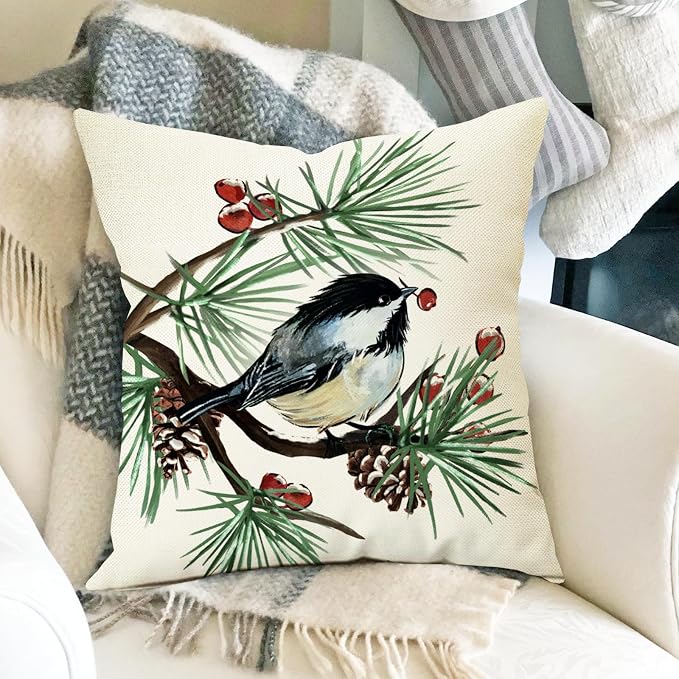 Fahrendom Hello Winter Green Decorative Throw Pillow Covers 18 x 18 Set of 4 - Image 5