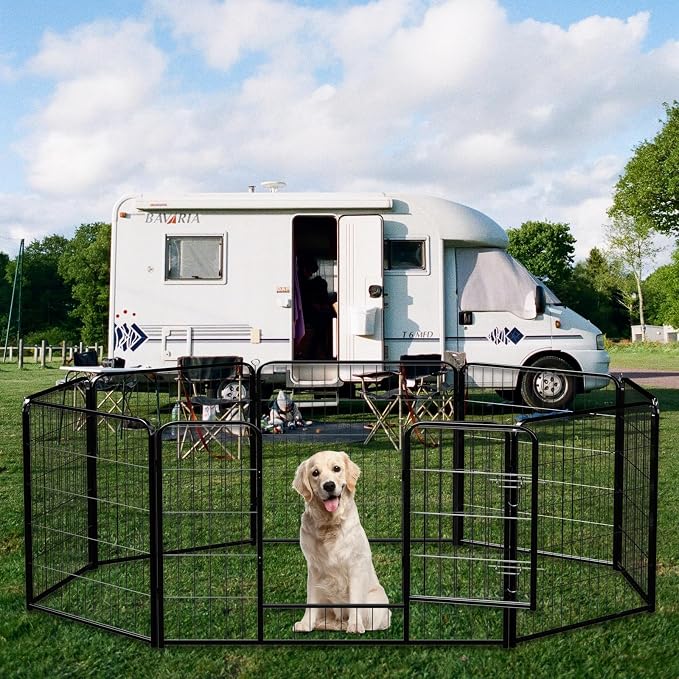 NEWBULIG Dog Playpen 8 Panels 40" Height Foldable Heavy Duty Metal Dog Exercise - Image 2