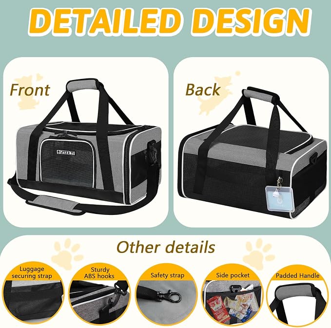 Petskd Pet Carrier 17x12x8.5 JetBlue Allegiant Airline Approved, Pet Travel - Image 8