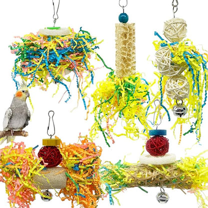 EBaokuup Bird Parrots Shredding Toys Parakeet Chewing Toys Bird Loofah Toys by EBaokuup