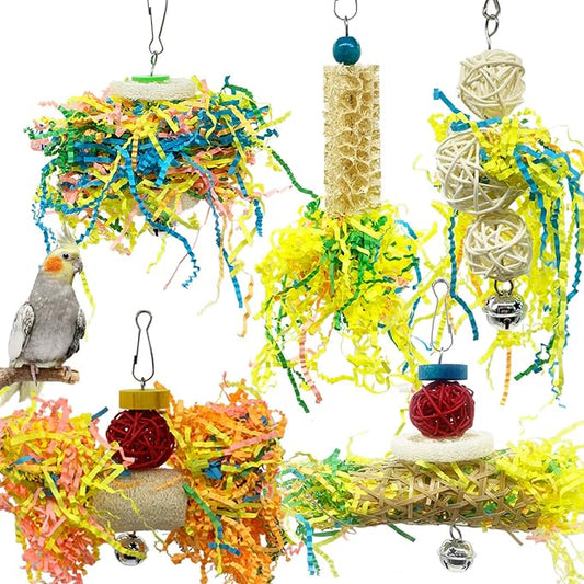 EBaokuup Bird Parrots Shredding Toys Parakeet Chewing Toys Bird Loofah Toys by EBaokuup