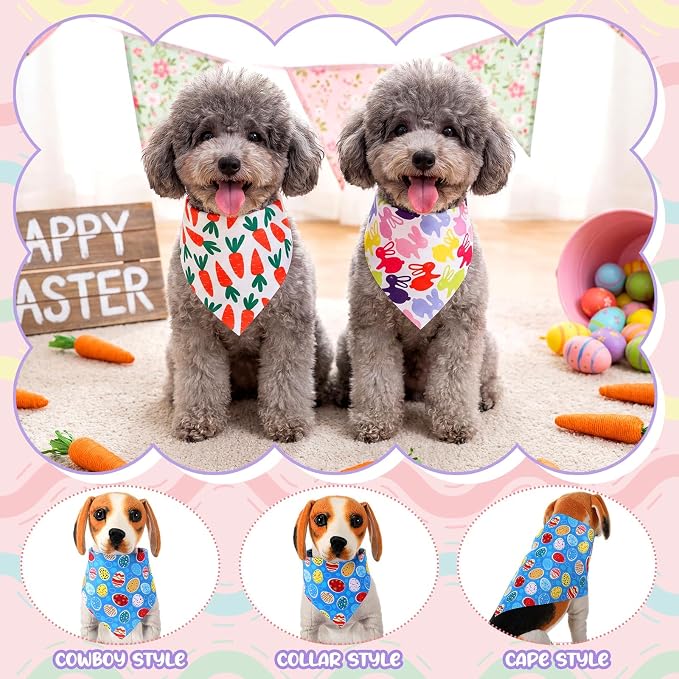 Aliceset 180 Pack Easter Dog Bandana Bulk, Easter Bandanas - Image 4