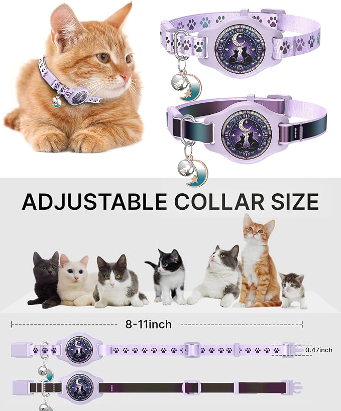 Cat Collar with Airtag Holder, 2 Pack Waterproof Breakaway Kitten Collar - Image 6
