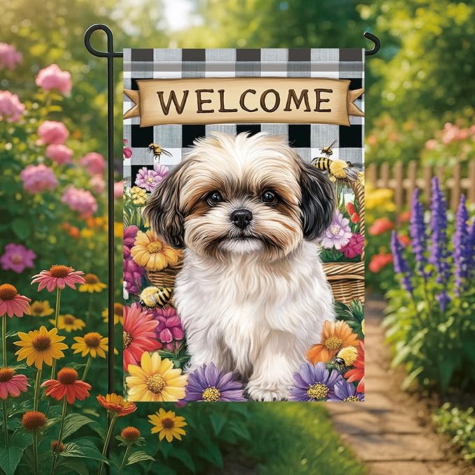 Spring Summer Garden Flag Shih Tzu Dog Flag 12x18 Inch Double-Sided Cute Puppy - Image 4