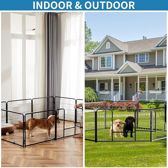 NEWBULIG Dog Playpen 8 Panels 24" Height Foldable Heavy Duty Metal Dog Exercise - Image 5