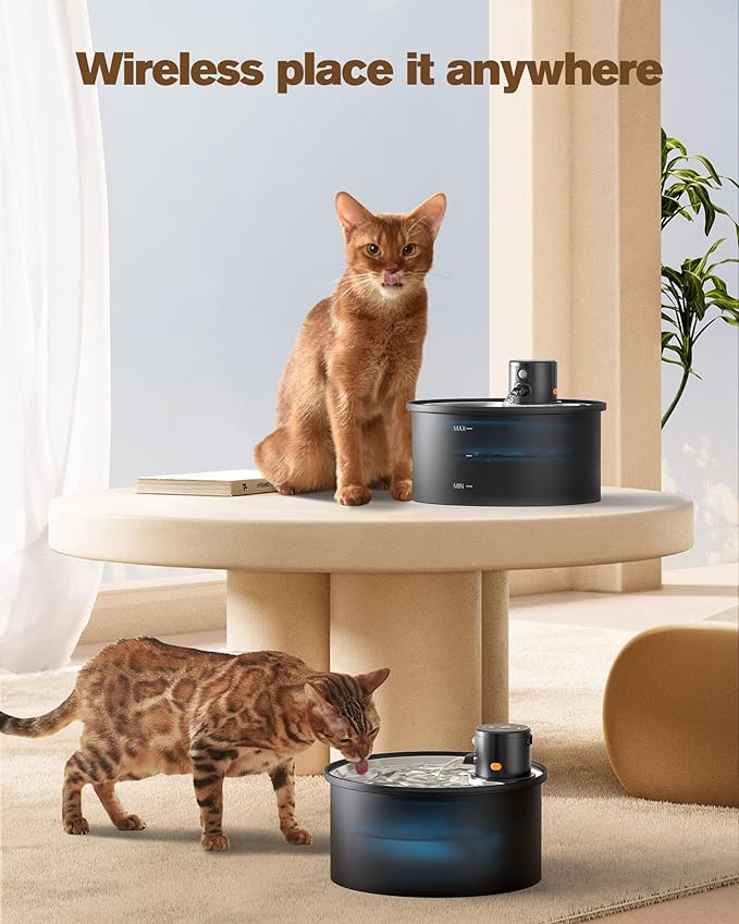 Wireless Cat Water Fountain Cordless: 108oz/3.2L Battery Operated Pet Fountain - Image 4