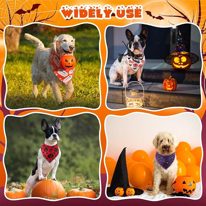 Aliceset 180 Pcs Halloween Dog Bandanas Bulk Halloween Bandana - Image 7