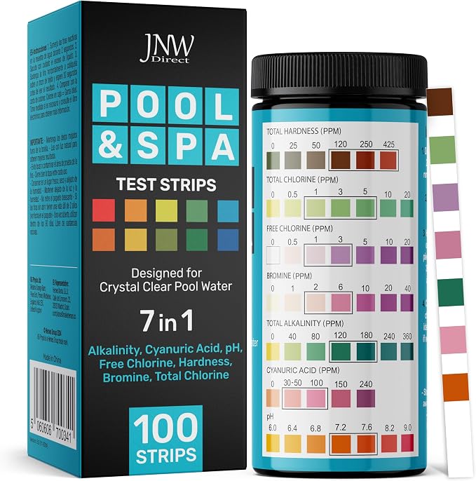 JNW 7-in-1 Pool Test Strips, 100 Quick & Accurate Test Strips by JNWDirect
