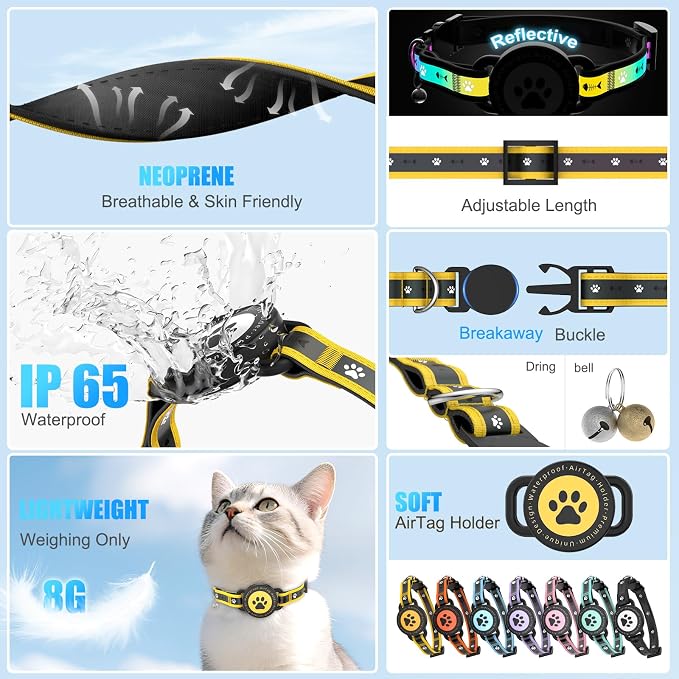 Airtag Cat Collar Breakaway, Reflective Cat Collar - Image 2