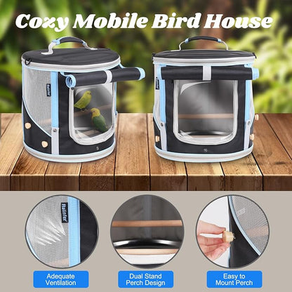 Small to Medium Bird Travel Carrier Cage, Portable Parrot Parakeet Cockatile - Image 4