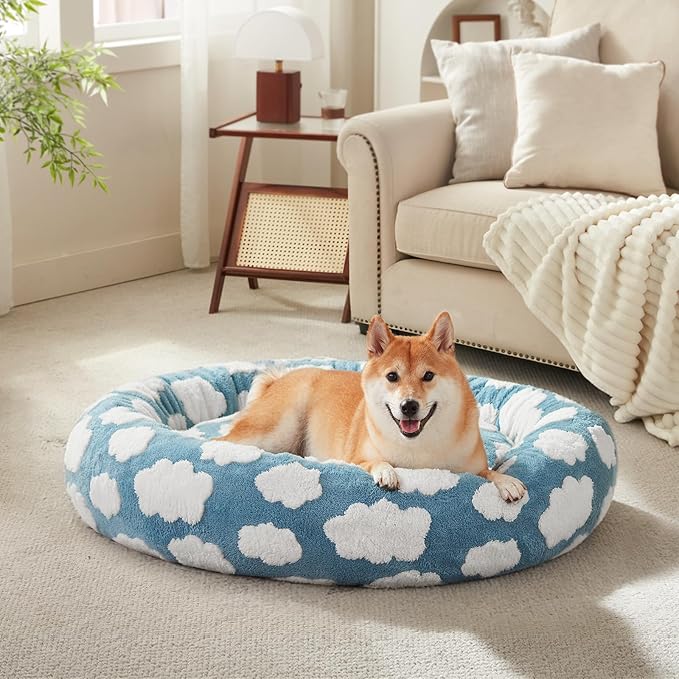 JOEJOY Donut Dog Bed Medium Size Dog, Cute Round Calming Pet Bed - Image 7