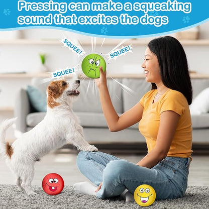 3.14" Squeaky Dog Toys Funny Smile Face Chewing Latex Rubber Soft Fetch Play - Image 7