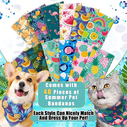 Sanwuta 48 Pcs Dog Bandana Bulk Summer Scarf Washable Flamingo Dogs Bibs - Image 3