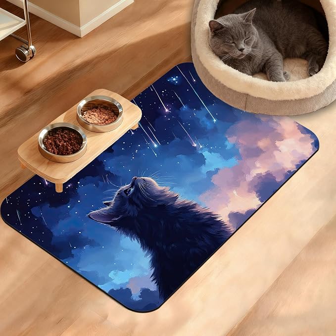Cat Dog Food Mat, Starry Night Absorbent Pet Feeding Mat by Unknown