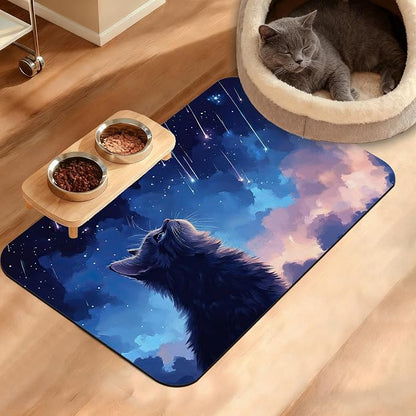 Cat Dog Food Mat, Starry Night Absorbent Pet Feeding Mat by Unknown