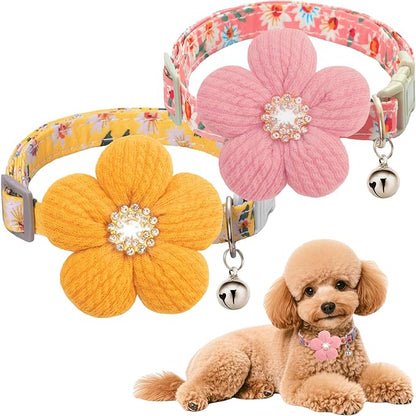 Medium Dog Collar with Flower, Dog Collars by COZIRAE