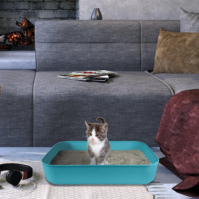 Small Litter Box, Plastic Kitten Litter Box, 13.9 x 9.8 x 3 Inch Open Litter Box - Image 7