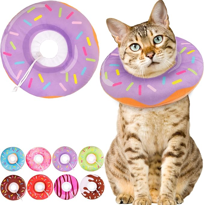 Cat Cone Collar Soft, Cute Cat Donut Collar After Surgery, Adjustable Kitten by Unknown