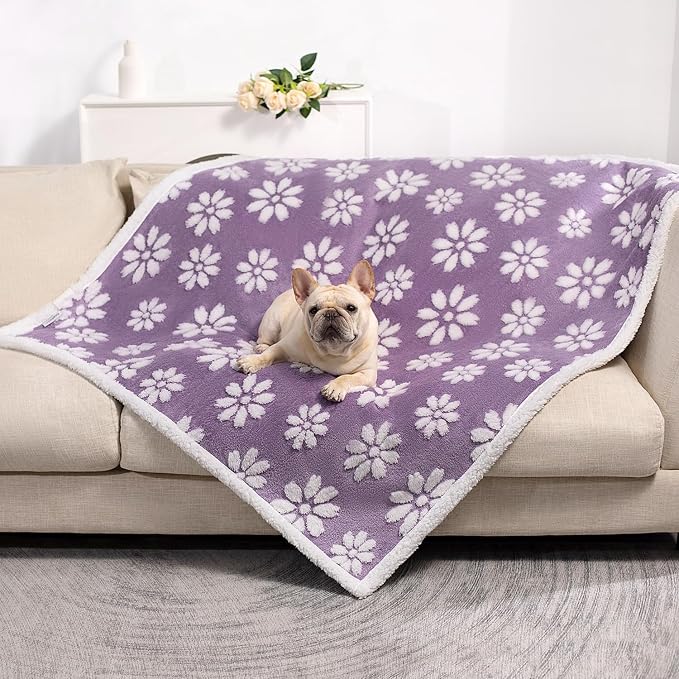 Waterproof Blanket for Dog Cat or Adult, Cute 3D Textured Flower Dog Blanket by Yaning