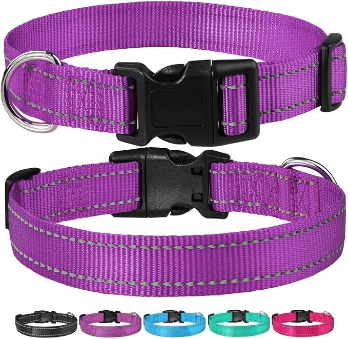 Reflective Dog Collar with Buckle Adjustable Safety Nylon Collars - Image 6