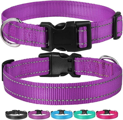 Reflective Dog Collar with Buckle Adjustable Safety Nylon Collars - Image 6