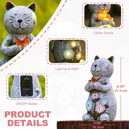 Solar Garden Statue Cat Figurine – Outdoor Decoration - Image 2