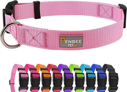 Pink Dog Collar Basic Adjustable Dog Collars by Penseepet