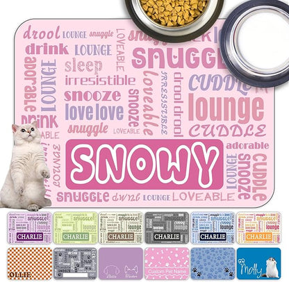 Personalized Dog Cat Food Mat Waterproof Non Slip Pet Bowl Name Mat Absorbent by Unknown