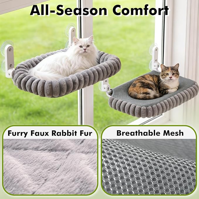Cat Window Perch with Bolster, Cordless Foldable Cat Window Hammock with Strong - Image 4