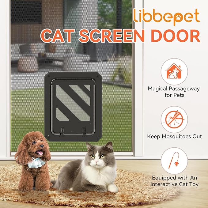 LIBBEPET Cat Door for Screen Door, Lockable Cat Screen Door for Cats & Small - Image 2