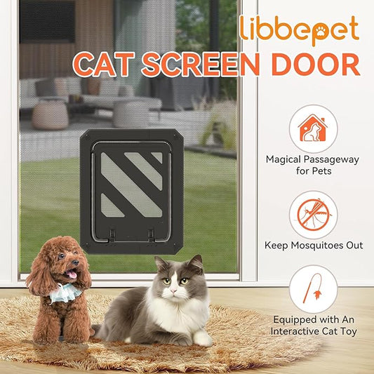 LIBBEPET Cat Door for Screen Door, Lockable Cat Screen Door for Cats & Small - Image 2