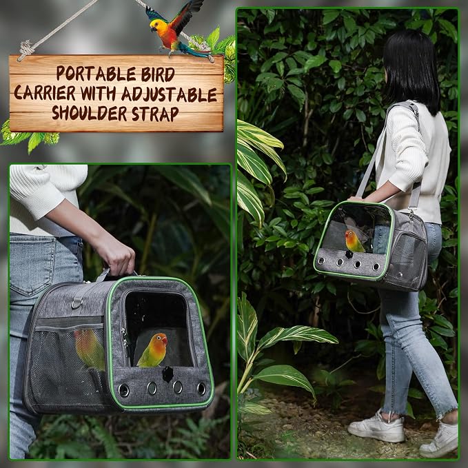 Suertree Upgraded Small Bird Carrier, Lightweight and Portable Travel Bird Cage - Image 5