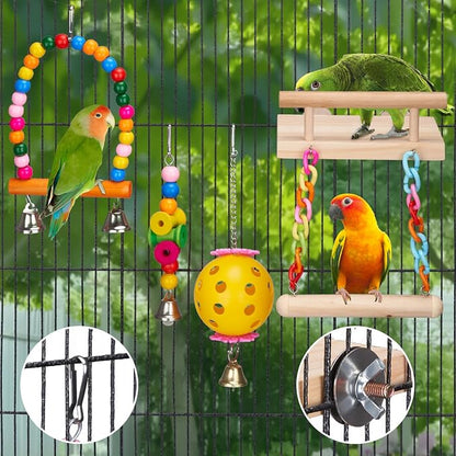 11Pcs Bird Platform Stands Swing Hanging Chewing Toy Parrot Climbing Ladder - Image 5